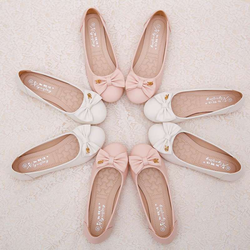 Old North Doudou Shoes Women's New Fashion Round Head Shallow Mouth Bow Non-slip Flat Bottom Soft Sole Mother Maternity Net Shoes