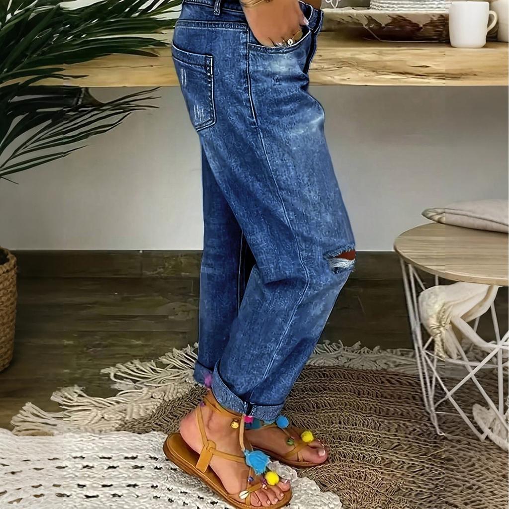 Women's Solid Color Casual Fashion Pants, Solid Color Versatile Slim Fit Jeans