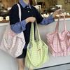 Light Weight Plaid Shoulder Bag Letter Large Capacity Crossbody Bag Fashion Canvas Tote Bag  Women