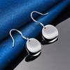 Charm 925 Sterling Silver Exquisite Shiny Round Pendant Earrings Women's Fashion Wedding Party Jewelry