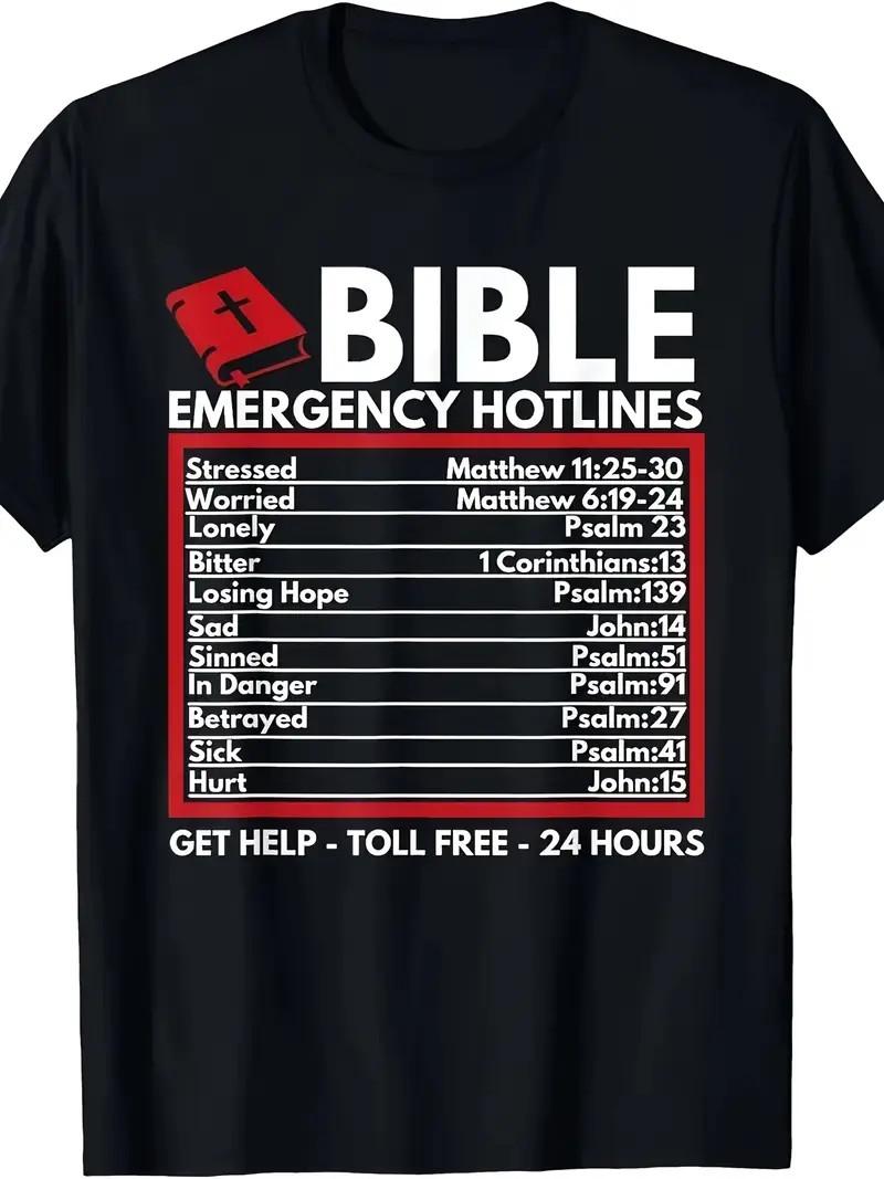 Bible Emergency Numbers - Funny Christian Bible & Jesus T-Shirt-100% Cotton XL