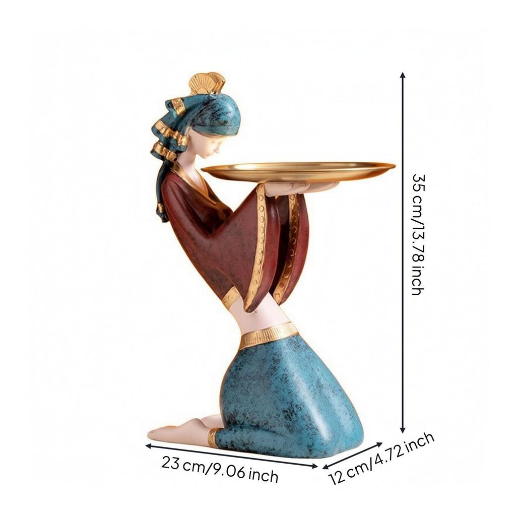 Figurine with Tray Sophisticated Sculpture Charming for Dresser