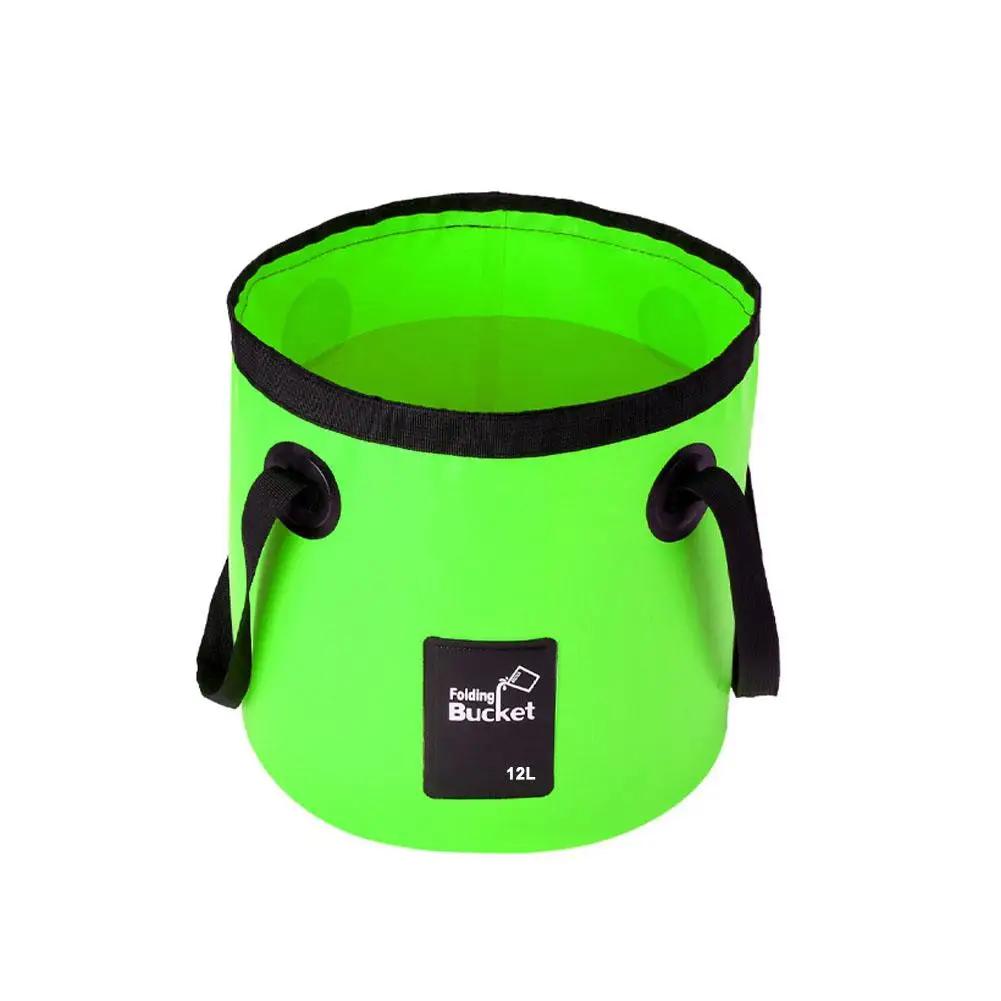 12L Car Folding Bucket Outdoor Fishing Camping Fishing PVC Camping Water Bucket Bucket Wash Handheld Waterproof Storage Bag U2E6