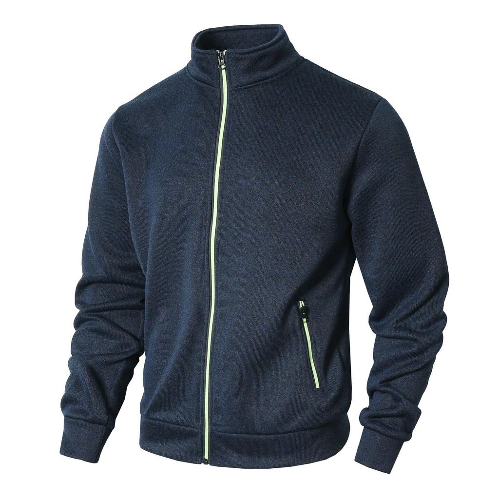 Men's Stand Collar Open Cardigan Sweater Ions Plush Knitted Coat