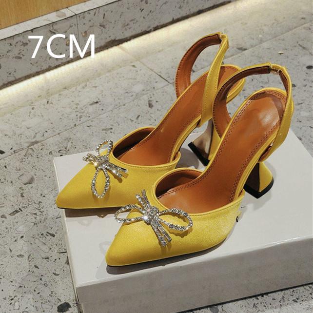 2025 Satin High Heels Women'S Bow Sexy Rhinestone Pointe Women'S Shoe Wine Glass Everything Stylish