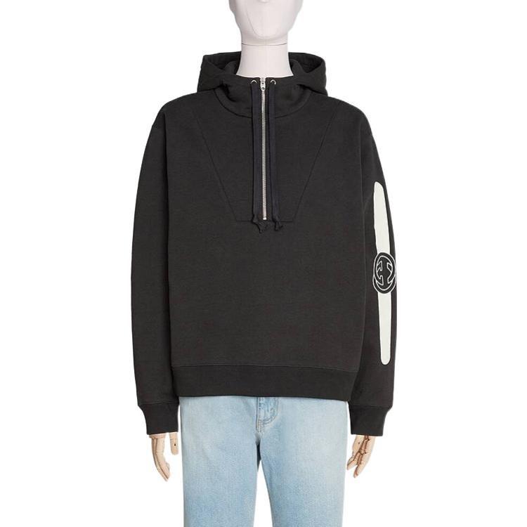 GUCCI Sweatshirts Men's Black Hooded Non Detachable Moderate 627079-XJCOH-1059