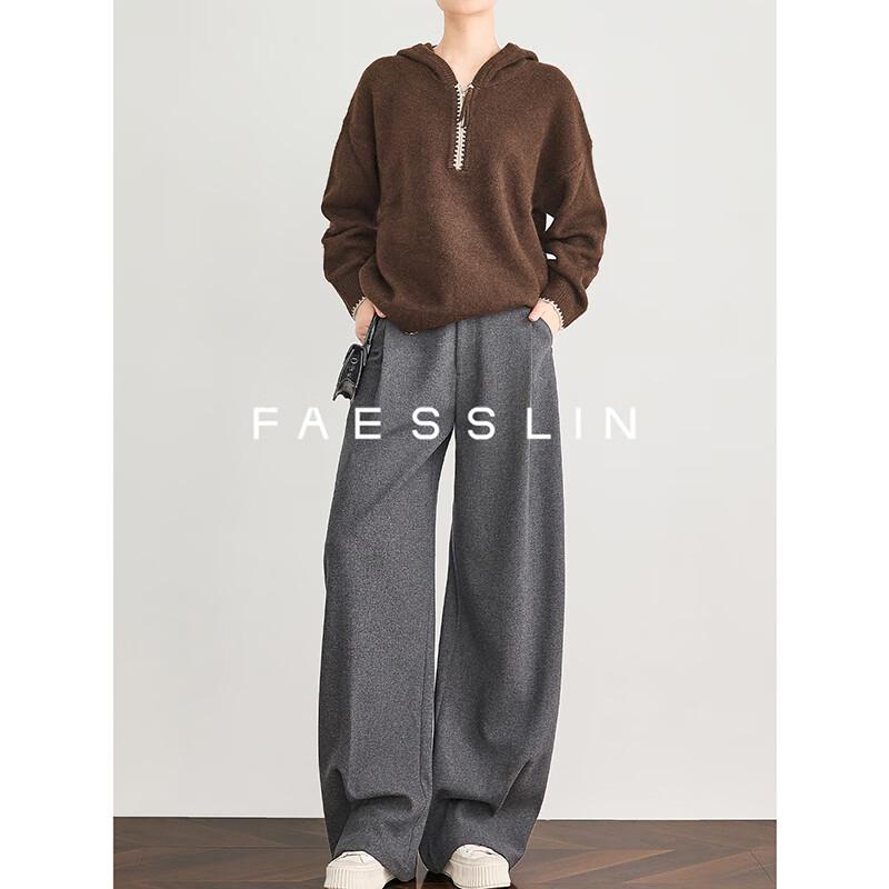 FAESSLIN Damen Anzughose aus Wollmischung, High-Waist, Weiter Bein