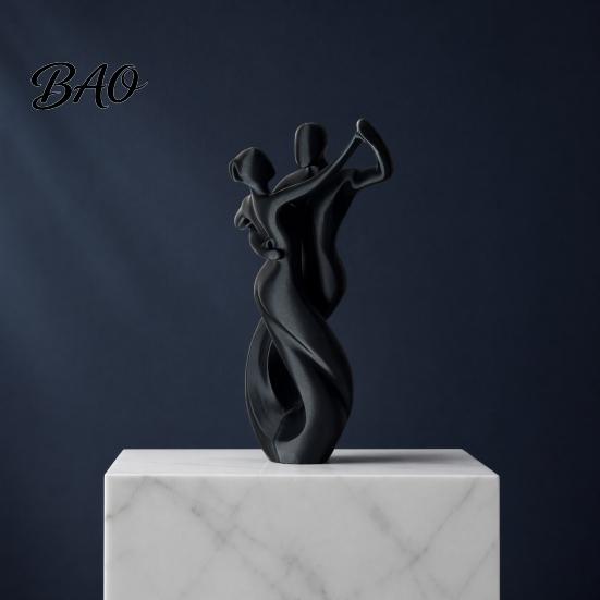 Mattschwarze Skulptur 3D-Druck Kunstornament, Tanzendes Paar Modell, Abstrakte Tango-Tanzstatue, mit Stabiler Basis Figur für Heimdekoration Modern