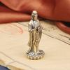 Vintage Brass Nanhai Guanyin Sculpture Buddha Portable Bodhisattva Bronze Religious Offering God Statue Old
