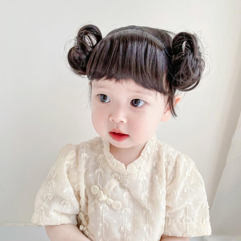 Bun Headbands Infants Wig Bangs Chignons Hairpiece 1-4T Girls Boy Headwear Lovely Buns Hairband Decors