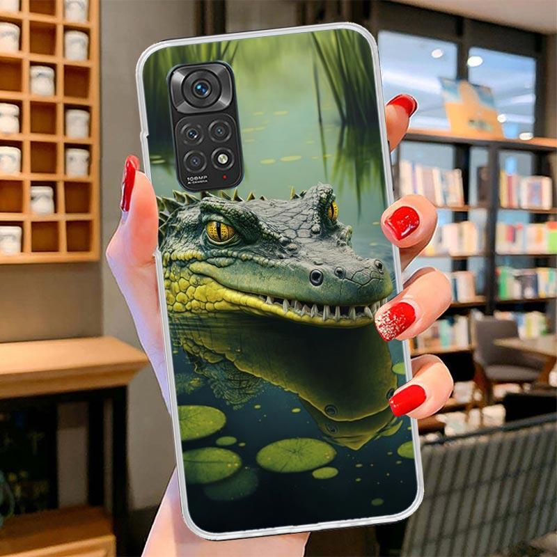Crocodile Animal Cover Phone Case For Xiaomi Redmi Note 15 14 13 12 11 10 Pro Plus 14S 12S 11S 11T 11E 10S Soft Fundas Shell Red