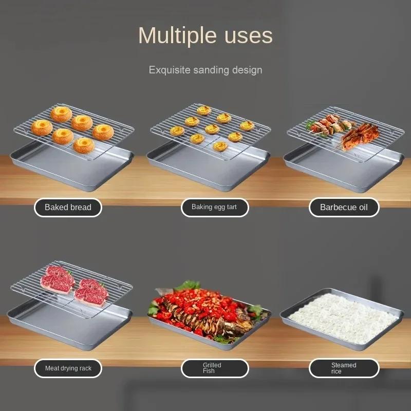 304 Wire Steaming Kebab Barbecue Mesh Rack BBQ Grill Mesh Net Carbon Stainless Steel Deep Square Plate Cafeteria Storage Trays