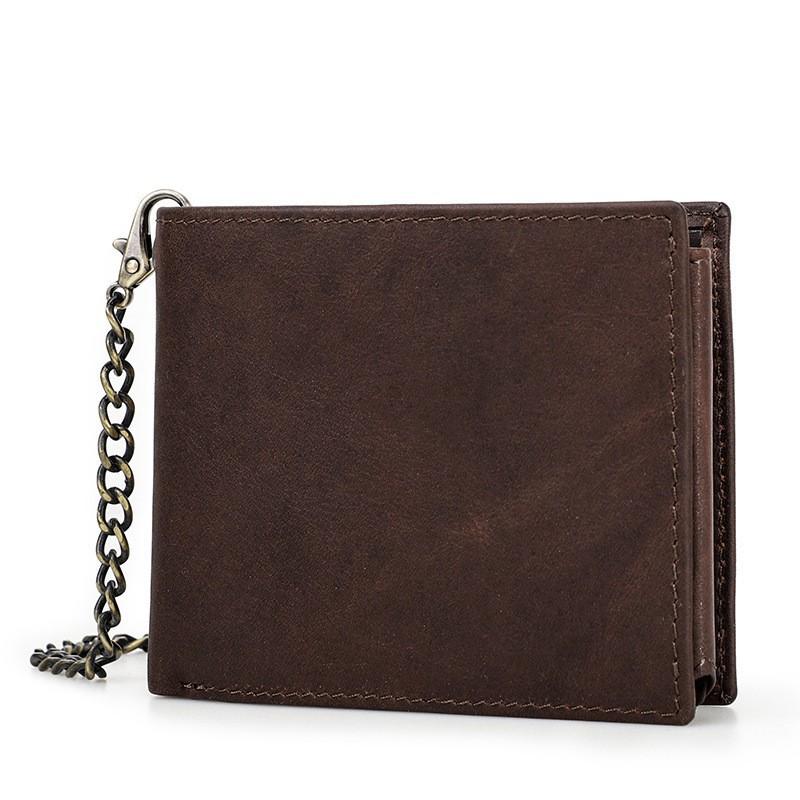 Retro Crazy Horse Leather RFID Anti Theft Brush Men s Wallet Multi Slot 12x2x10