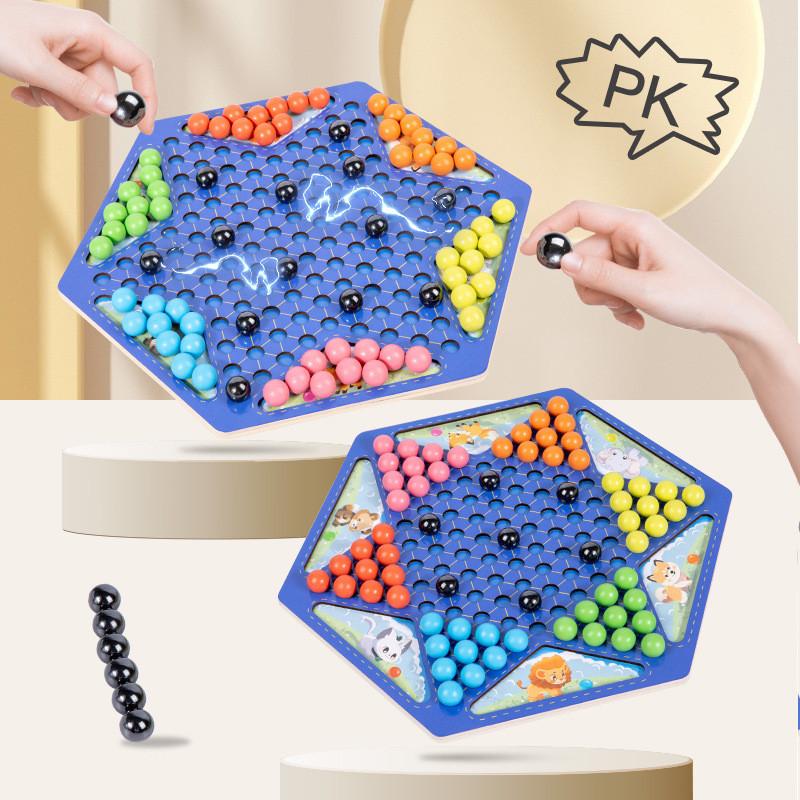 Wooden Childrens Magnetic Puzzle Board Game With Twoinone Checkers For Kids Playroom