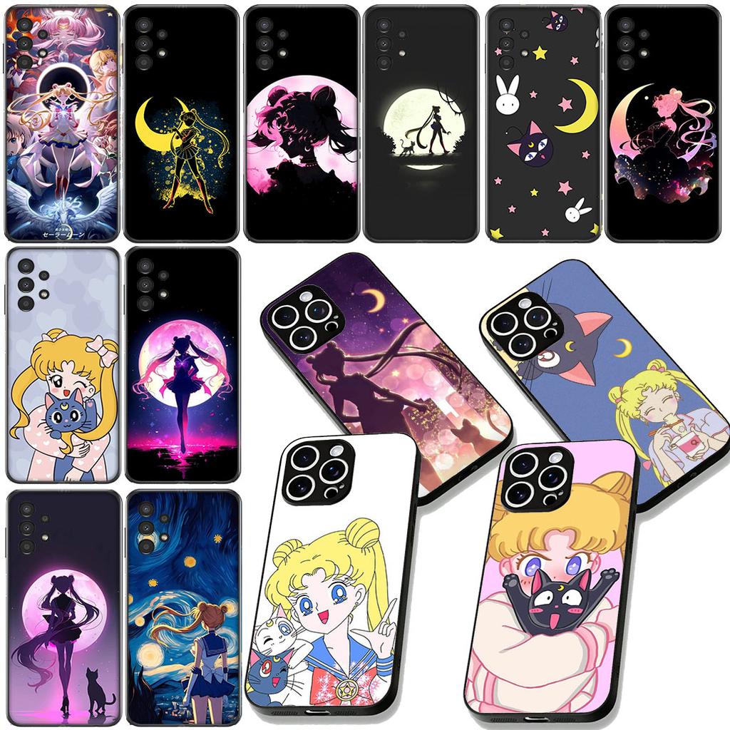 S-SailorS Anime Girl Moons Phone Case for Samsung Galaxy S25 Edge S24 S23 FE Plus Ultra A16 A15 A55 A57 5G Cover Casing