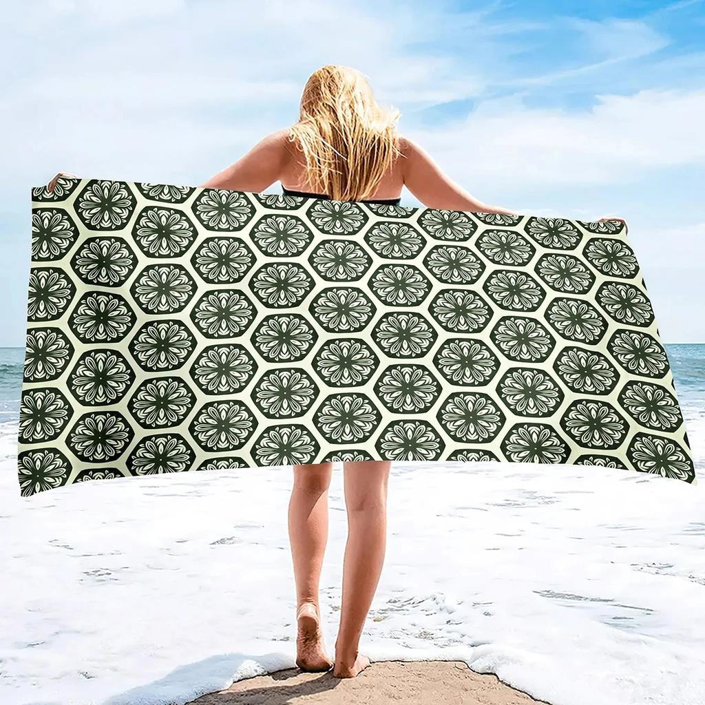 Botanical Floral Beach Towel Microfiber Vintage Flower Bath Towel for Sport Swim Quick Dry Kitchen Hand Towels Bikini Cover Up