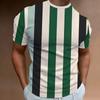 Men's T-shirt Striped 3D Printed T-shirt Round Neck Short Sleeved Casual T-shirt