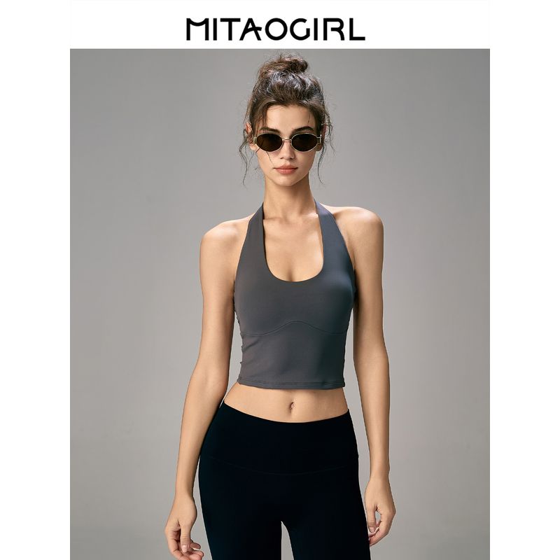 Mitaogirl Kendall Hanging Neck Underwear Women Sexy Beauty Back Sports Top Running Fitness Belt Chest Pad Top Summer