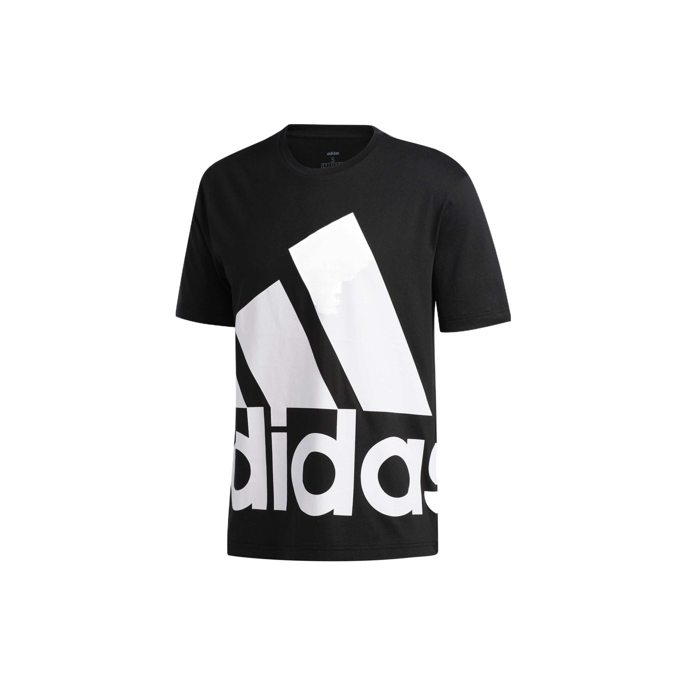 

adidas Men s Essentials Big Logo Print Crew Neck Short Sleeve T-Shirt Black GK3325 M