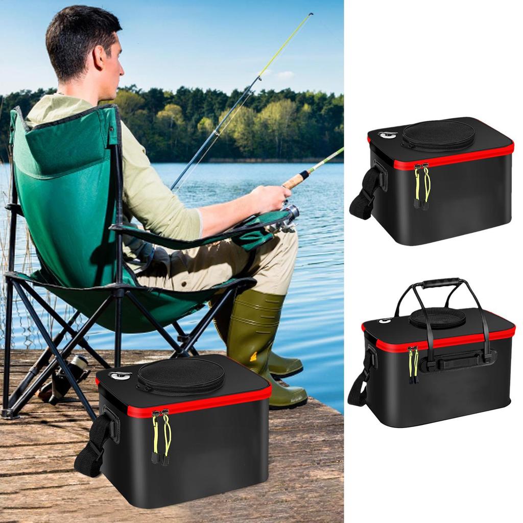 EVA Fishing Bucket Collapsible Live Fish Bucket Thickened EVA Live Fish Box Fishing Tackle With Aeration Pump For Travel Camping