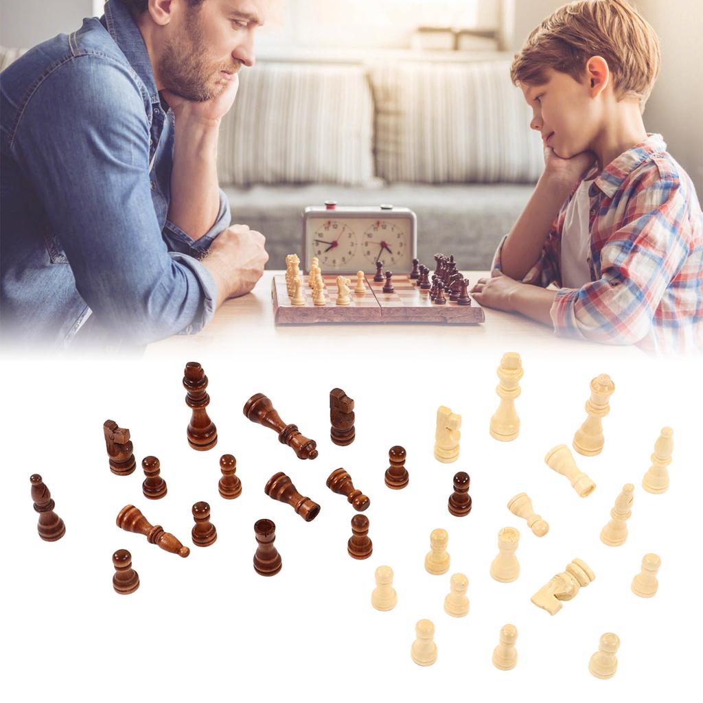 Chess Pieces Only 91mm King Height 32PCS Two Colors Chess Game Pawns for Home Party