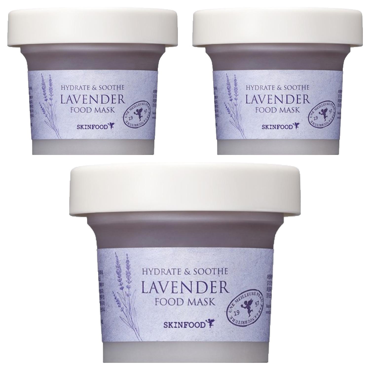 SKINFOOD Lavender Food Mask 120g (3-Pack) - Soothing & Hydrating Jelly Mask - Calming Korean Skincare Bundle