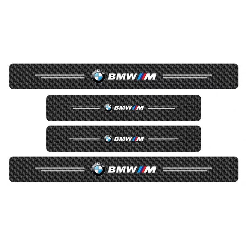 4PCS BMW M Performance Carbon Fiber Car Threshold Protector Auto Door Sill Cover Sticker For BMW E30 E36 E39 E46 E60 E90 F10 F30
