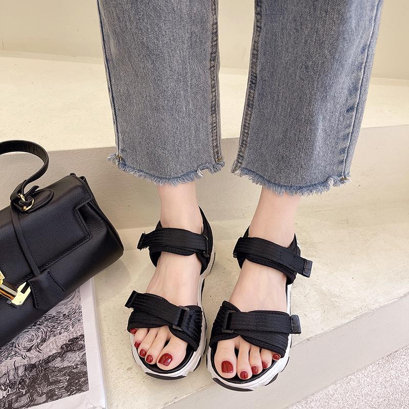 Sports Dad Sandals Women's New Summer Muffin Shoes Trendy Thick-soled Heightening Beach Shoes