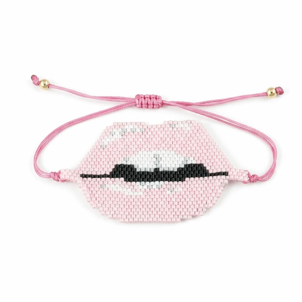 Fashion Beaded Bracelet Adjustable Lip Biting Bangle Cool Demon Eyes Hand Chain  Girl
