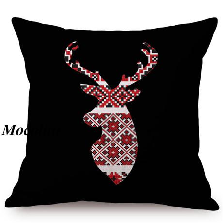 Happy Christmas Decoration Cushion Cover Cotton Linen Geometric Sofa Decorative Christmas Throw Pillow Case Cojines