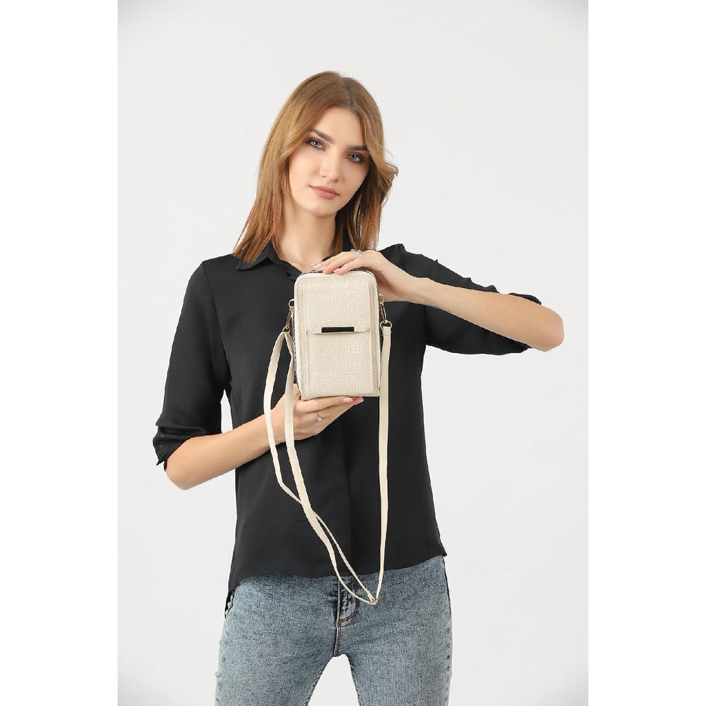 Unique Market Schwarze Damen-Handy-Umhängetasche mit 3 Fächern