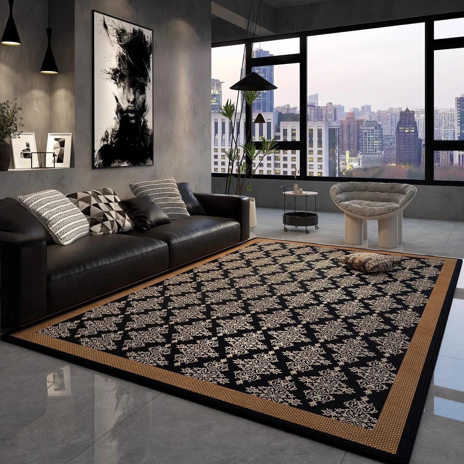 

Luxury Black Carpet Non Slip Door Mat for Living Room Sofa Bedroom Kitchen Entrance Fashion Home Decor Rug 40x60cm(15x23 in)