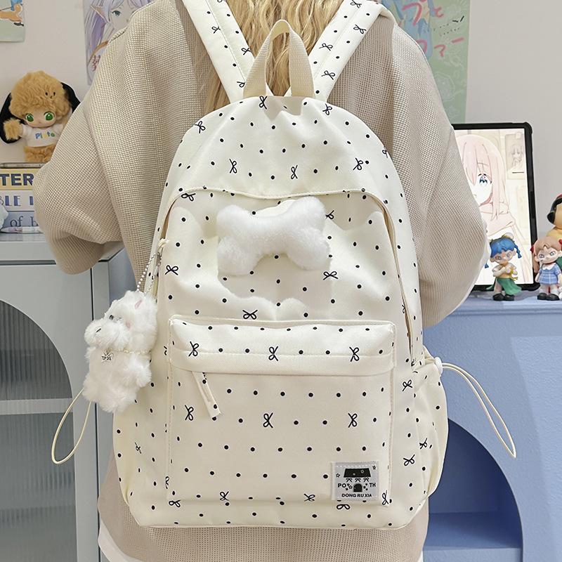 Polka Dot Bow Backpack for Girls - Versatile, High-Value School Bag for Middle & High School Students