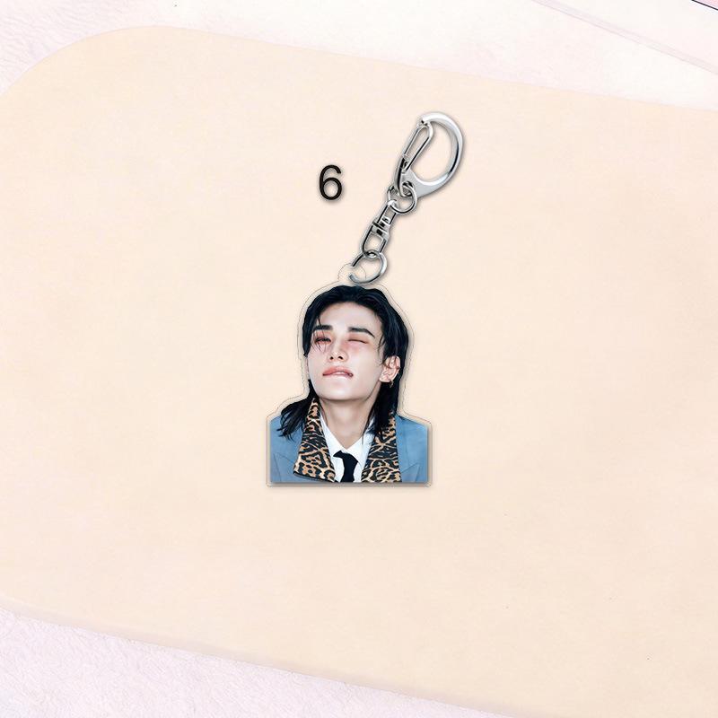 Stray Kids Member Portrait Acrylic Keychain Cute Kpop Idol Bag Pendant Kawaii Clear Key Ring Backpack Charm Fan Support Merchandise Collectible Gift