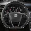 Auto Lenkradbezug Mikrofaser Leder 38cm Rutschfest Für Seat Tarraco Arona Ateca Ibiza Toledo Mii Leon Arosa Exeo ST FR sfylr11