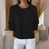 Women's Fashionable Casual Knitted Top Loose-Fit Solid-Colour Long-Sleeved Jumper