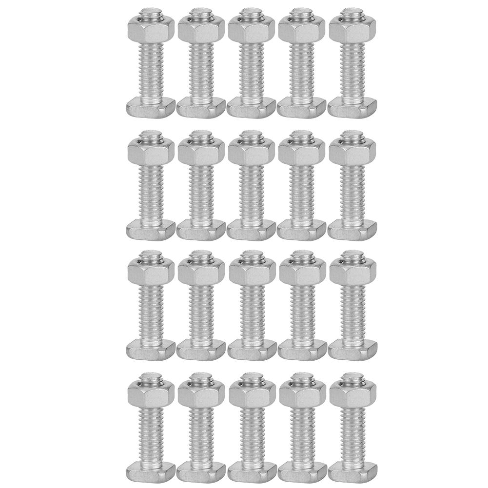 20 Set 22mm M6x22 Bolts and M6 Nut Aluminium Nuts & Bolts Set Tool Accessory for Greenhouse