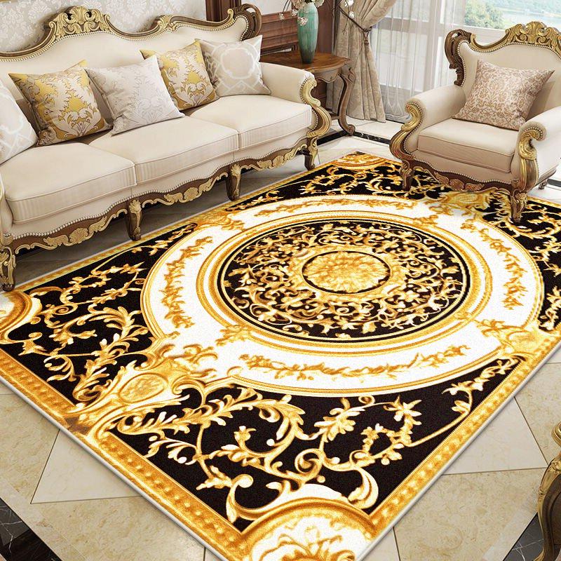 

European Luxury Golden Carpet Large Size Living Room Fluffy Plush Rug Bedroom Non-slip Thickened Soft Mat Room Decoration Carpet 60x90cm