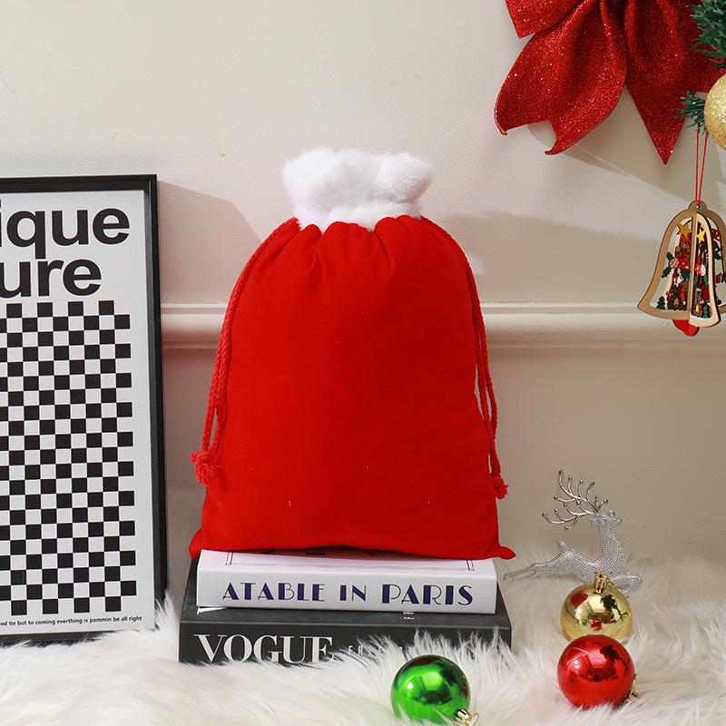Christmas Eve Bag High-Quality Candy Bags Christmas Gift Bag Classic Red Velvet Santa Bag For Decorative Storage Christmas Eve