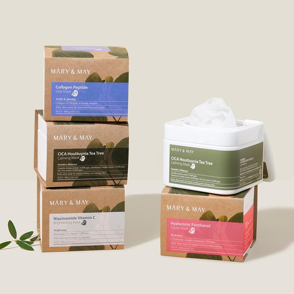 Mary&May Collagen Peptide Vital Mask 30 Sheets 400ml - Vital Renewal Boost, Korean