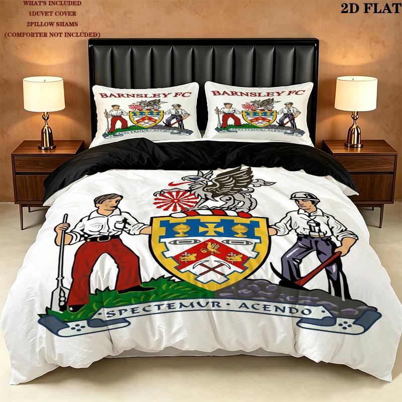 Постельное белье с узором Barnsley FC Комплект одеяла Пододеяльник Наволочка Домашний Декор Подарок на День Рождения (1 * пододеяльник + 2 * наволочка без наполнителя)
