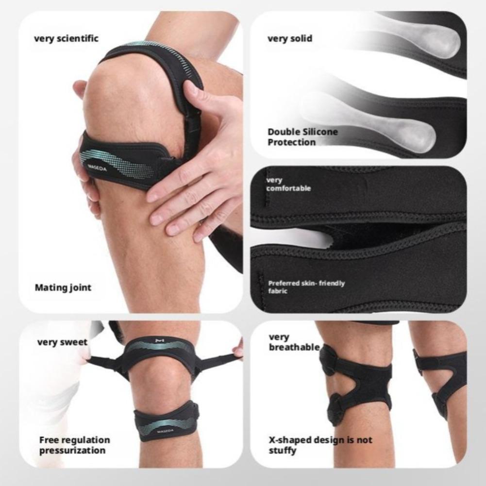 Patellar Strap Anti Slip Silicone Sports Knee Pads Double Patellar Band Adjustable Meniscus Strap Jump Rope Knee Protector