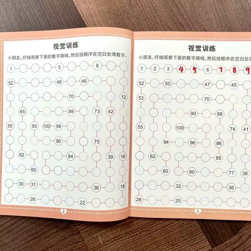 Preschool Visual Perception Activity Book, 46 Pages Magic Number Tracking Maze, Early Education Brain Development Toy for Kids