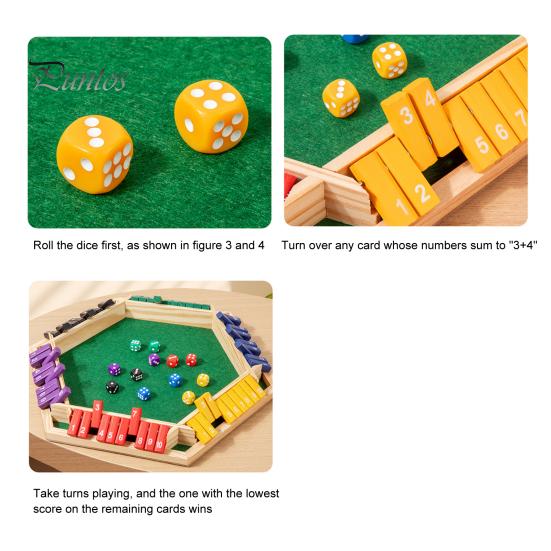 Shut The Box Gioco da Tavolo 6 Vie Educativo Matematica Numero Dadi Gioco di Strategia 6 Giocatori Bambini Adulti Serata in Famiglia Festa Interattivo Legno Chiudi la Scatola