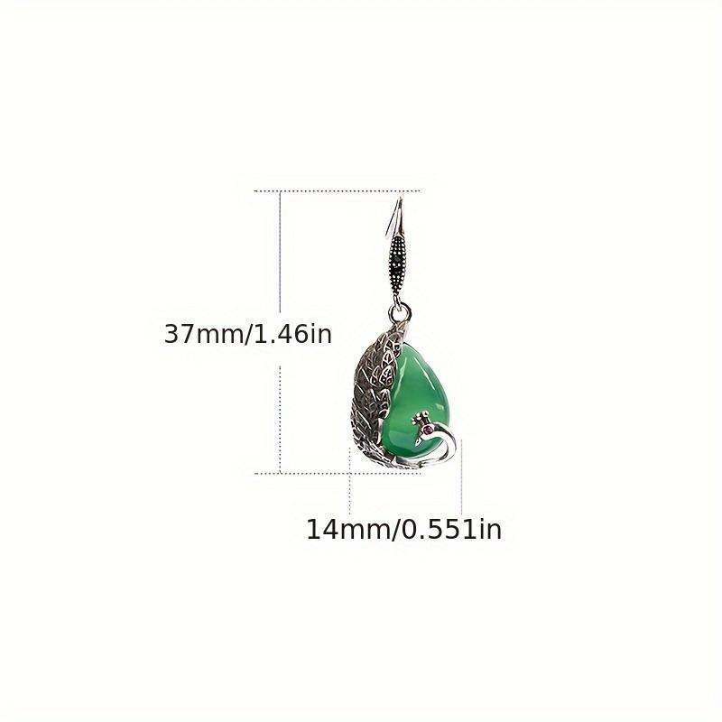 [1 Pair Peacock Earrings] 1 Pair Elegant Peacock Style Earrings | Silvery Feathers and Green Stone & Synthetic Eyes, Exquisite Artistic Jewelry, Inspi