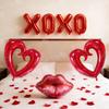 Valentine's Day Balloon Set XOXO Letter Red Lips Heart shaped Balloon for Single Girl's Birthday Decor on Valentine's Day