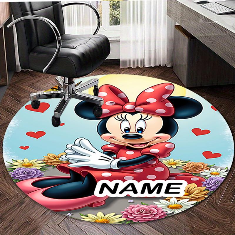 Personalized M-Minnie Round Chair Office Rug - Perfect for Mat, Office Chair & More - Ideal Gift for Birthdays and Holidays