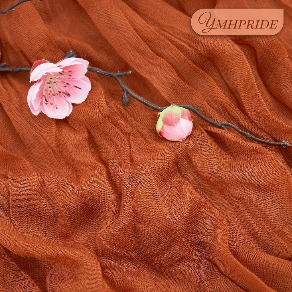 10PCS Terracotta Semi-Sheer Table Runner Gauze Cheesecloth Table Setting Dining Wedding Reception Events Christmas Fall Decor