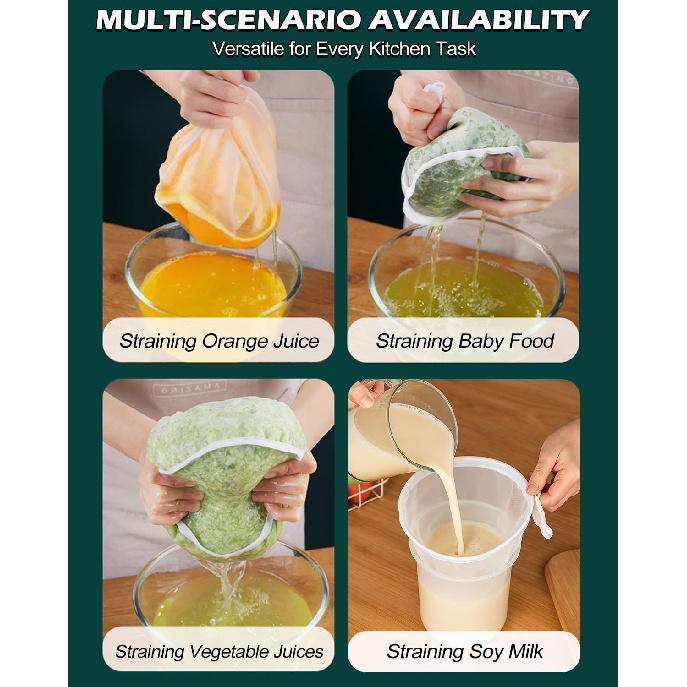 Cheesecloth for Straining, Nut Milk Bag, Organic Cheese Cloths, Reble Fine Mesh Strainers for Almond Milk, Yogurt, Coffee, Cheese Making, Juice, and