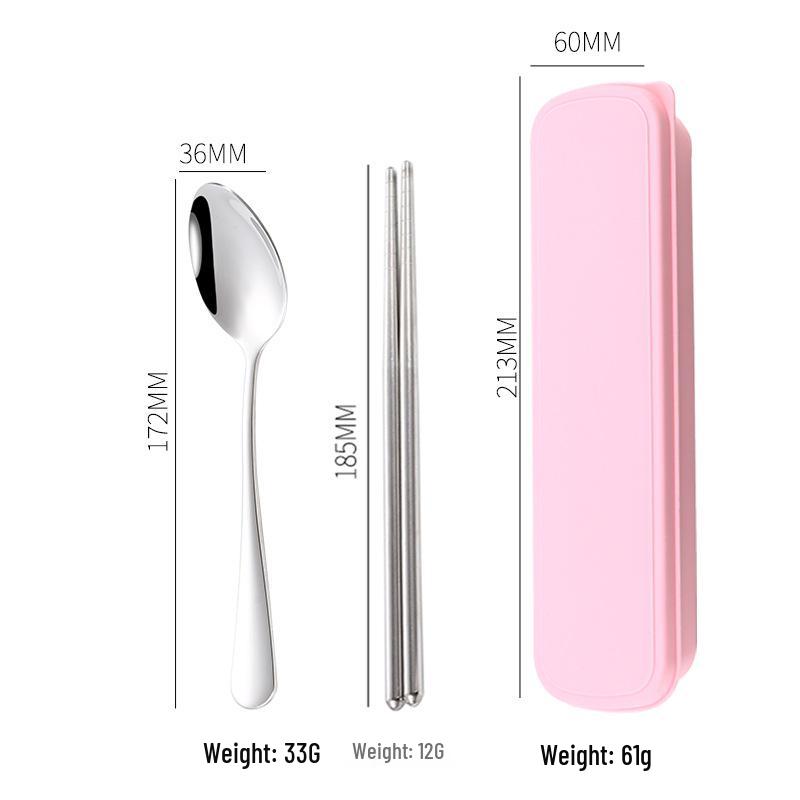 304 Stainless Steel Cutlery Set: Spoon, Fork & Chopsticks - Portable Three-Piece Set for Outdoors, Gift, or Students with Custom Logo Option